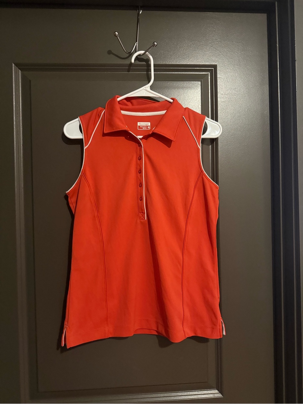 Slazenger Women’s Sleeveless Polo Tank in Red with White Piping